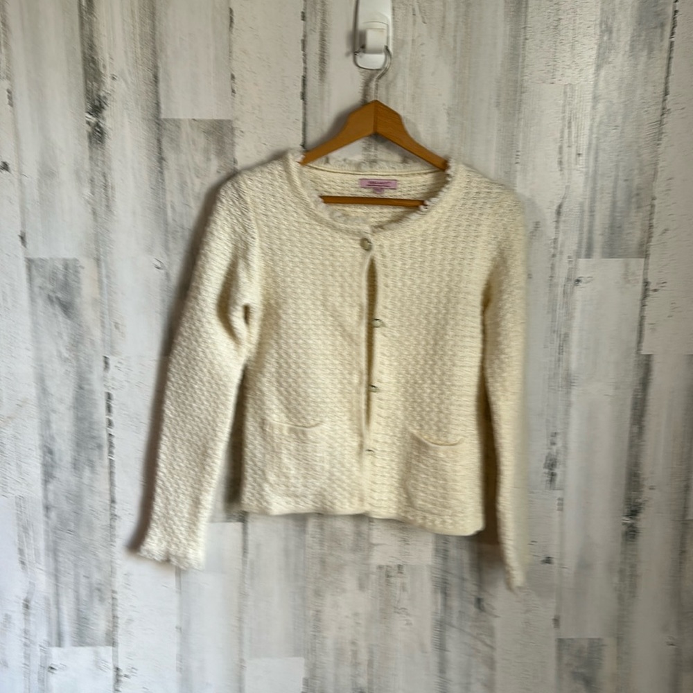 AA27 cream sweater cardigan w/ buttons hekla&co small sm s